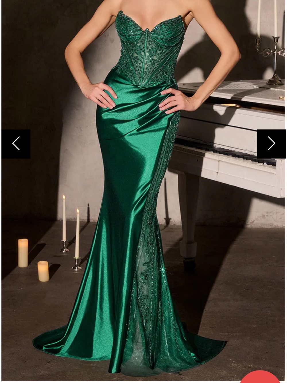 Ladivine CC9031 - Floral Applique Sweetheart Sheath Gown in Emerald Green Size 4